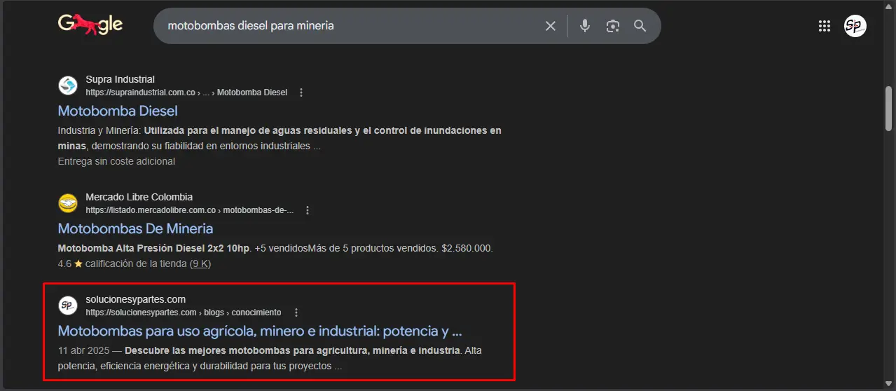 KW motobombas para mineria